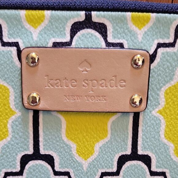 Kate Spade Geometric Blue and Yellow Tablet Holder / Zippered pouch - Picture 3 of 11